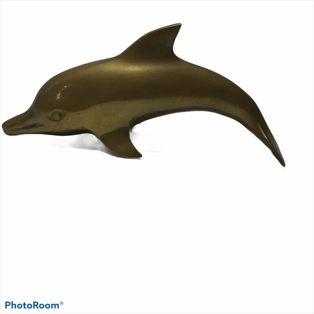 Brass Dolphin Sculpture Figurine Statue Beach